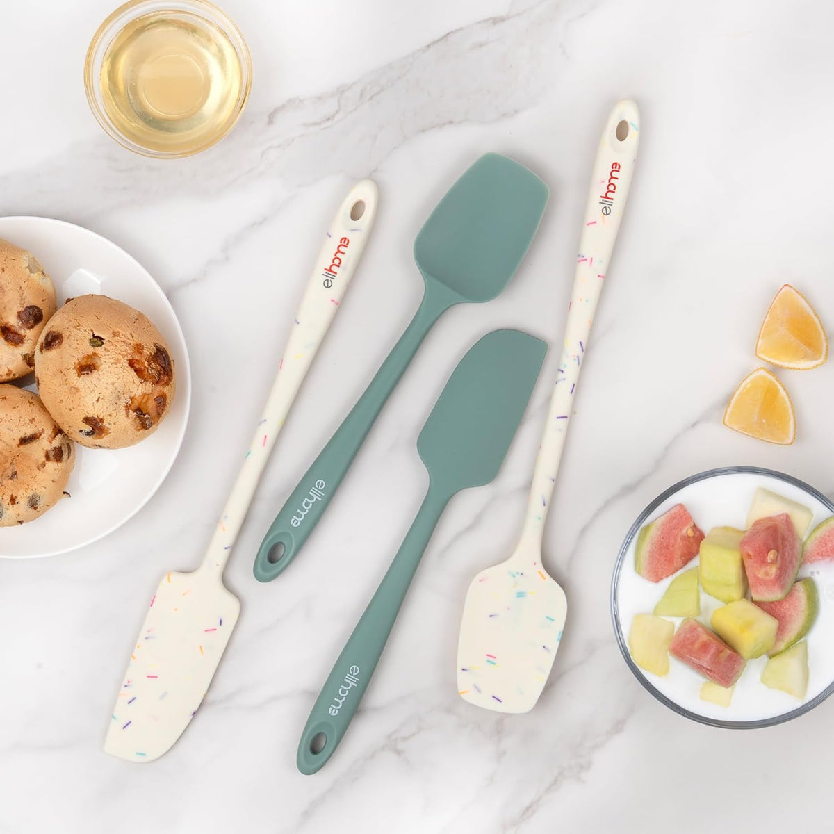 Elihome Mini Silicone Spoonula - Non-Stick Heat Resistant Silicone Scraper Spatula for Mixing, Serving, Scraping, Stirring, and More, 8.75 Inch, Sage Green