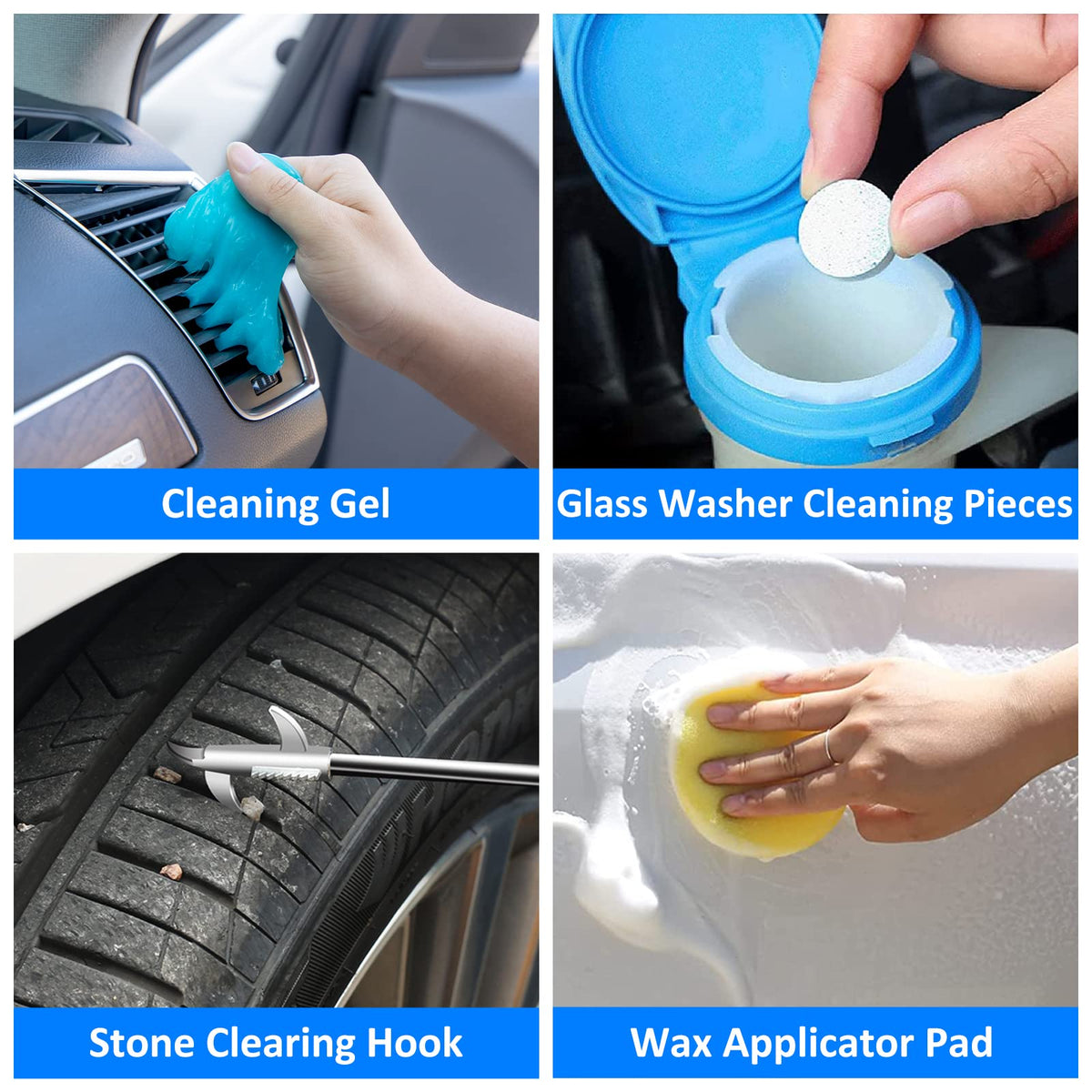 AUTODECO 39Pcs Car Cleaning Wash Kit Interior Detailing Cleaner Kit with High Power Handheld Vacuum, Brush Set, Windshield Tool, Duster, Towels, Tire Brush, Complete Car Care Tools, Blue