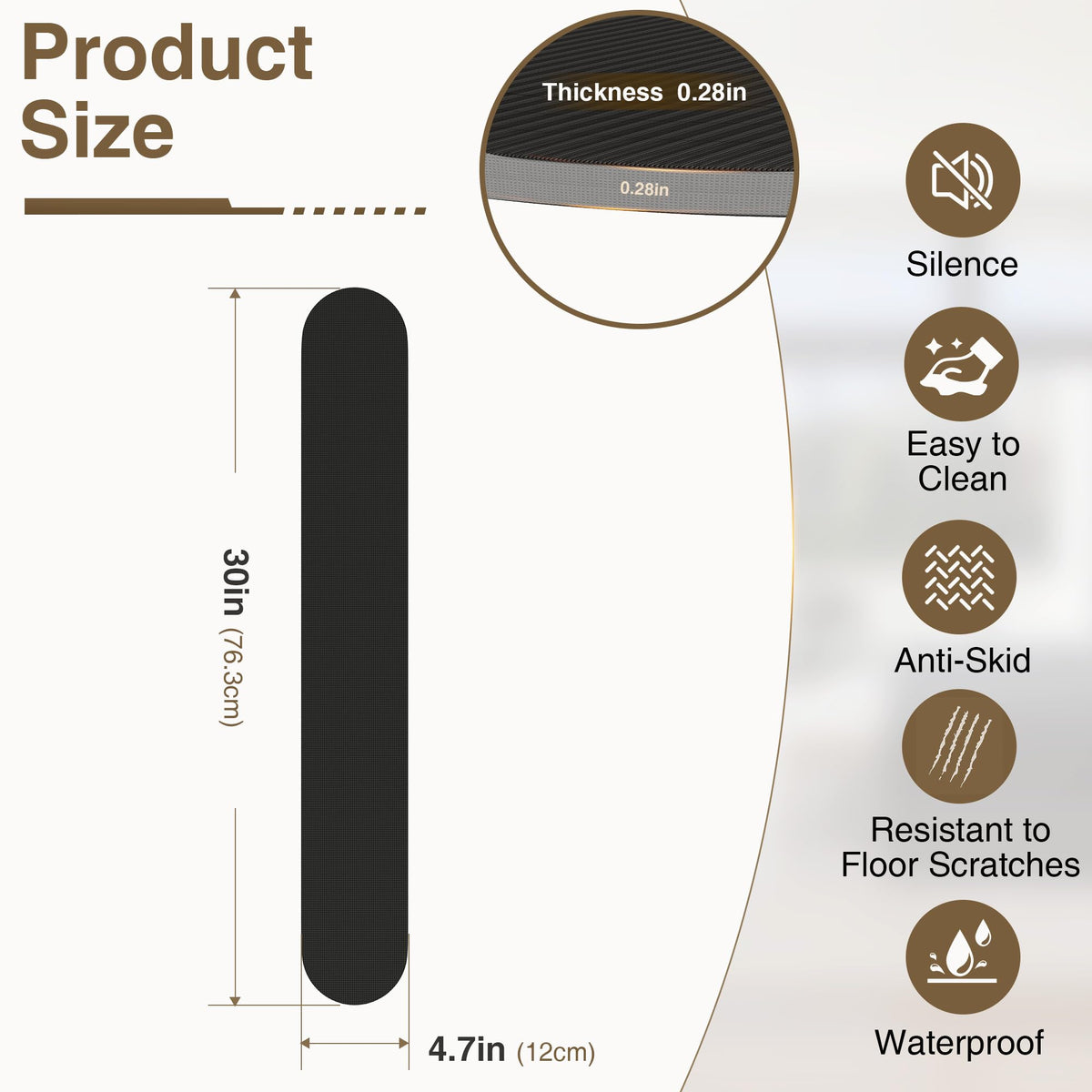 8 Pack Non Slip Furniture Pads for Recliner, 30in Anti Slip Recliner Pads for Hardwood Floors, Furniture Rail Pad for Hardwood Floor, Recliner Floor Protector, Furniture Grippers to Prevent Sliding