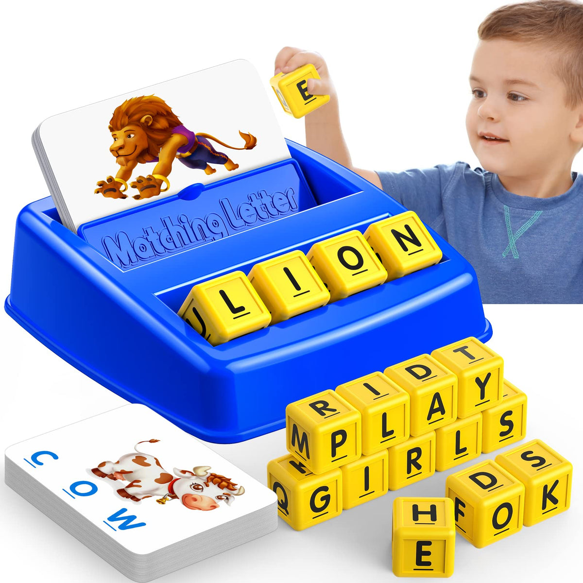 LIWIN LET'S GO! Learning Games for Kids Ages 3-8, Matching Letter Game for Kids Toys Ages 3-8 Educational Toys for 3-8 Year Olds Boys Girls Birthday Party Gifts for 3-8 Year Olds Boys Girls Blue