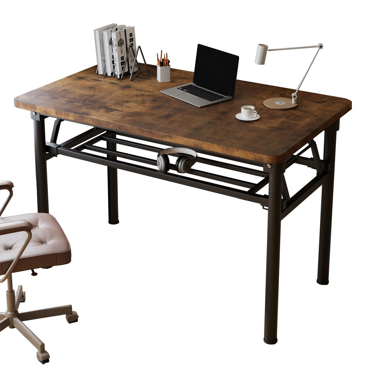 Mrsanmu Small Folding Desk No Assembly,31.5 Inch Folding Computer Desk Small Foldable Table for Home Office.