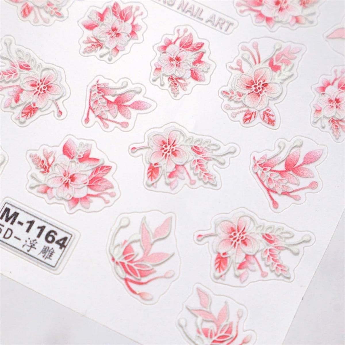 Flower Nail Art Stickers Decals 5D Embossed Self Adhesive Spring Summer Nail Stickers for Nail Art Floral Nail Decals Blue Pink Flower Nail Design Decoration Accessories for Women and Girls