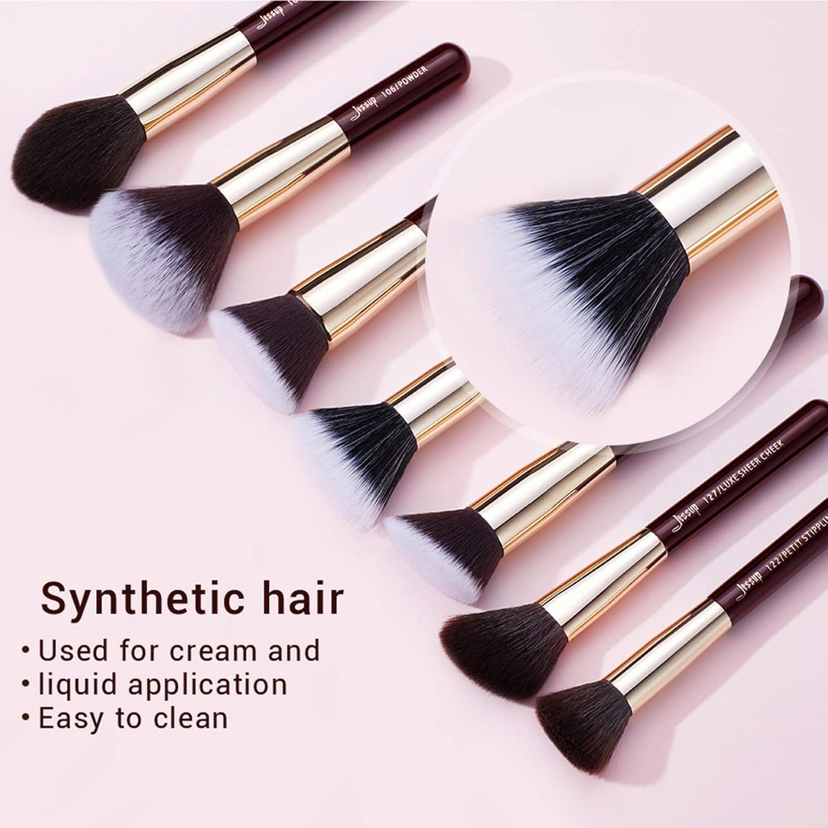 Jessup Makeup Brushes Set Professional, 25PCS Premium Natural Powder Foundation Eyeshadow Blending Concealer Blusher Highlight Labeled Brushes, T280