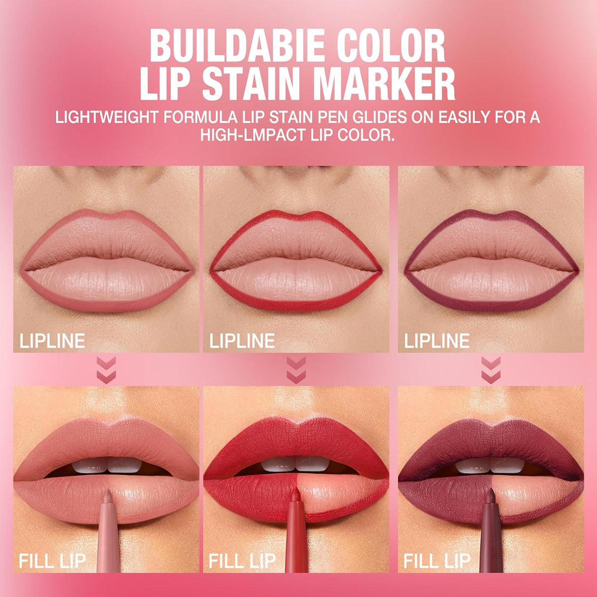 LANGMANNI 12 Colors Sculpting Matte Velvet Lip Liner Set,Smooth Creamy Texture,Waterproof And High Pigmented For Girls Daily Application Lip Makeup