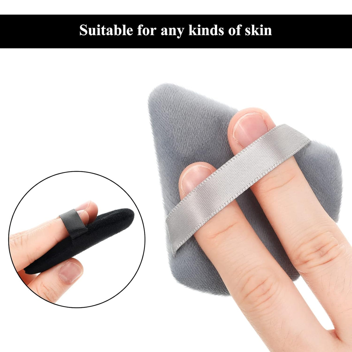 Maitys 12 Pieces Powder Puff Triangle Face Makeup Cosmetic for Loose Powder Soft Body Washable Reusable Foundation Sponge Mineral Wet Dry Makeup Tool for Women(Small,Black, Gray)