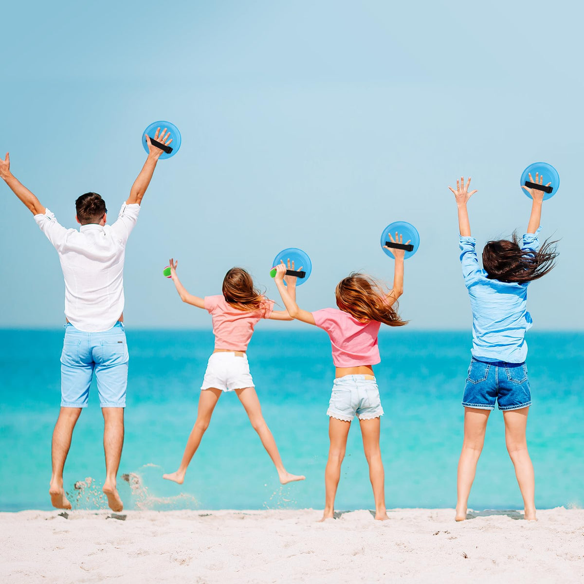 Ayeboovi Toss and Catch Ball Set with 8 Paddles 4 Balls Outdoor Beach Pool Toys for 3 4 5 6 7 8 Year Old Boys Girls Birthday Gift Outside Camping Lawn Yard Games for Kids and Family