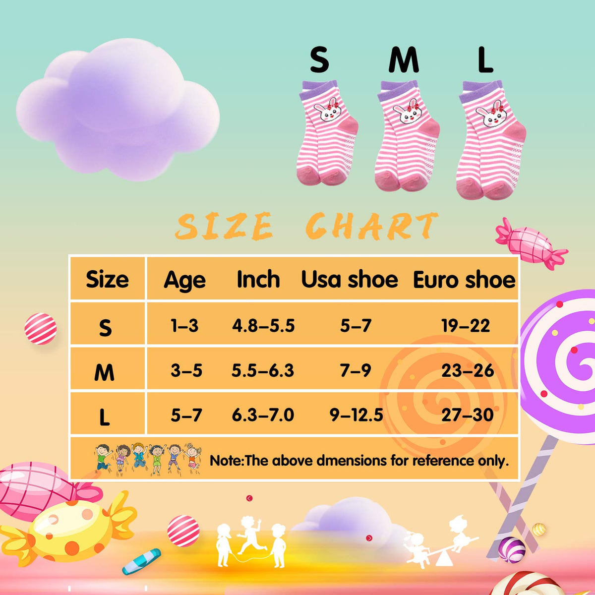 SkiBeaut Toddlers Girls Socks, 12 Pairs Kids Non Slip Sticky Slippery Crew Children Grippy House Toddler Boy Girl Socks with Grips for 12-36 Months 1-3 Years Old