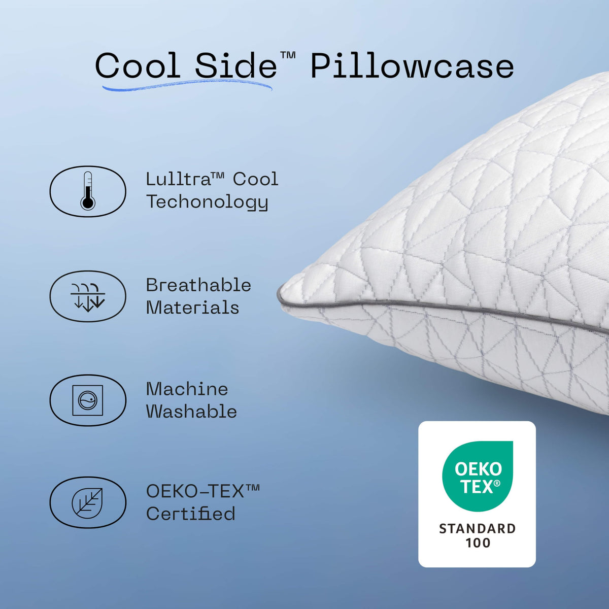 Coop Home Goods Cool Side Pillowcase, Queen Size Cooling Pillow Case for Hot Sleepers, Two-Sided Pillow Covers, Cozy Side & Cool Side, Ultra Soft Lulltra Cool Technology