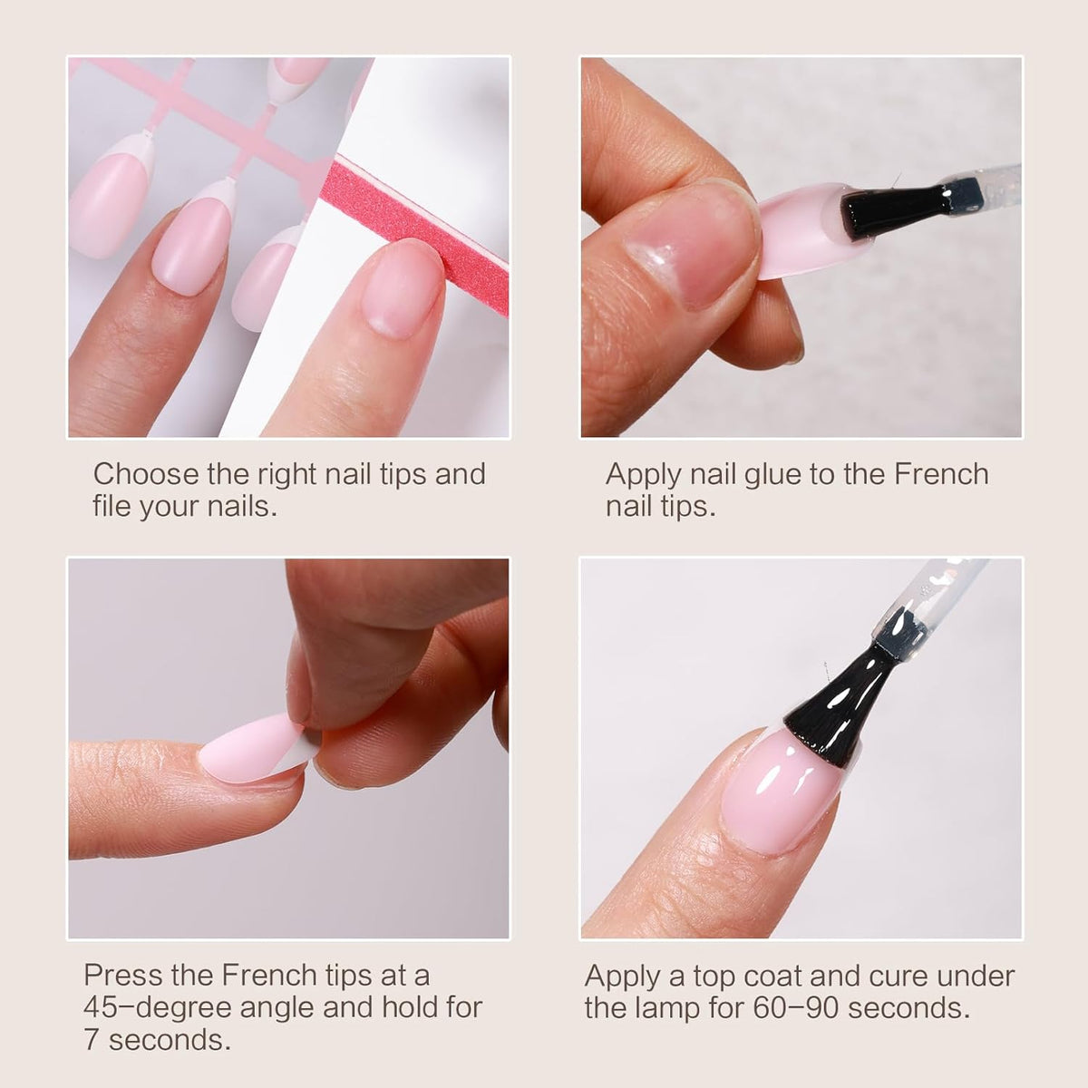 French Tip Press on Nails, 160PCS Gel Nail Tips with 5 Strips, 16 Sizes Pre-applied Primer Classic French Fake Nails, No Need to File, XS Square Pink, DIY Nails Art Design Gifts for Women