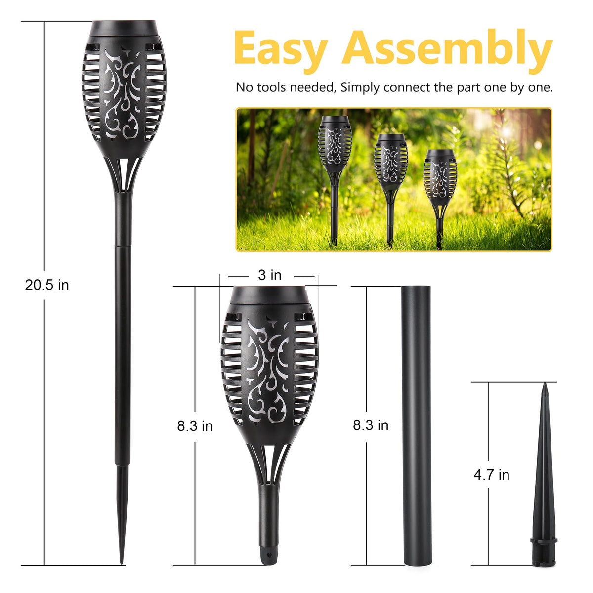 Toodour Solar Torch Flame Lights, 12 Pack Solar Light Outdoor with Flickering Flame, Waterproof Pathway Lights Landscape Decoration Lighting for Garden, Lawn, Yard, Outdoor Decorations