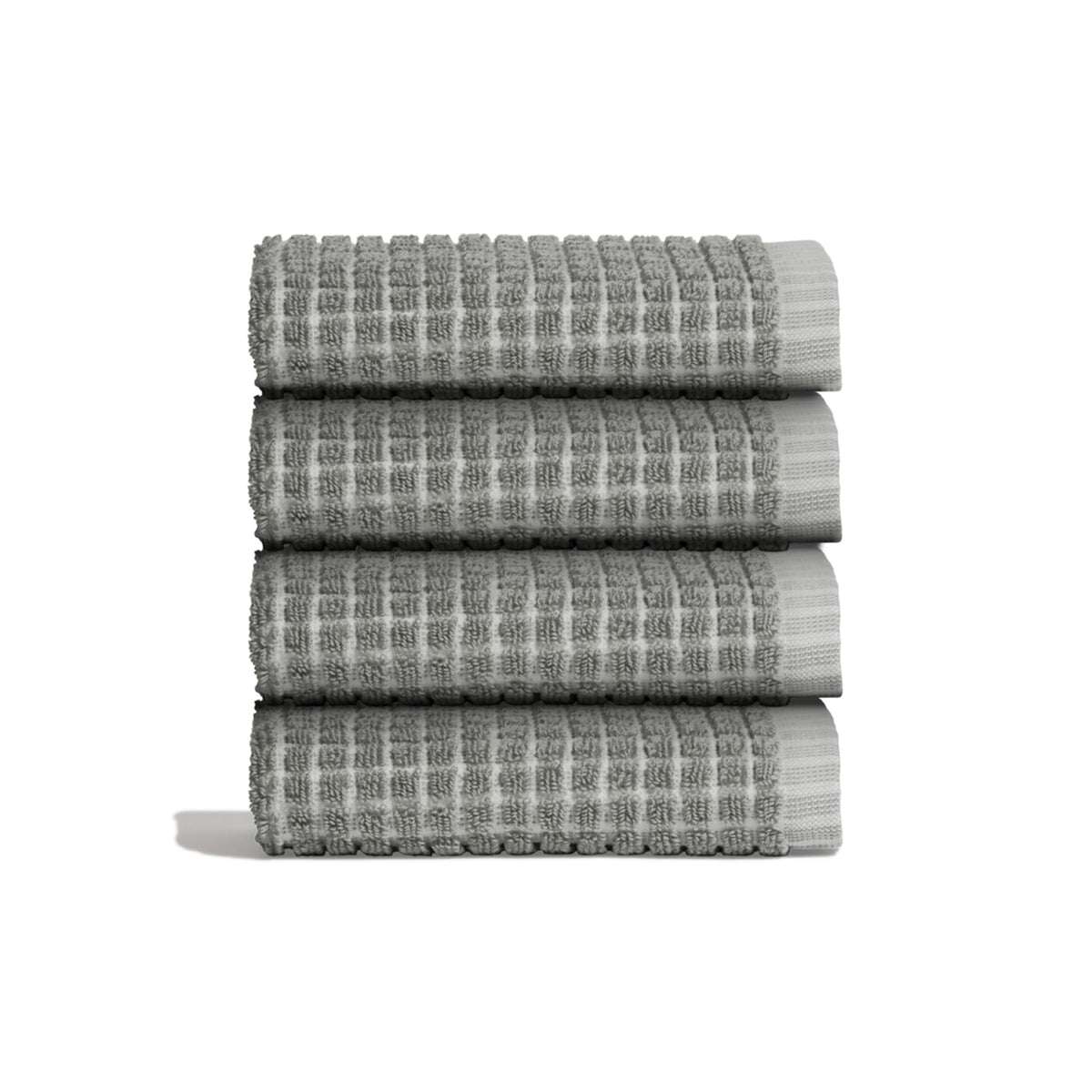 ONSEN Terry Cotton Towels (White, 4X Face Towels) - Quick Drying, Lightweight, and Space Saving Design