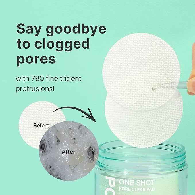 One Shot Pore Clear Pad, Clinically Proven Pore Care Toner Pad, Pore Fraxional Complex, Sebum Control & Exfoliation, pH 5.0 Hypoallergenic, 4.9 fl.oz (60 pads)