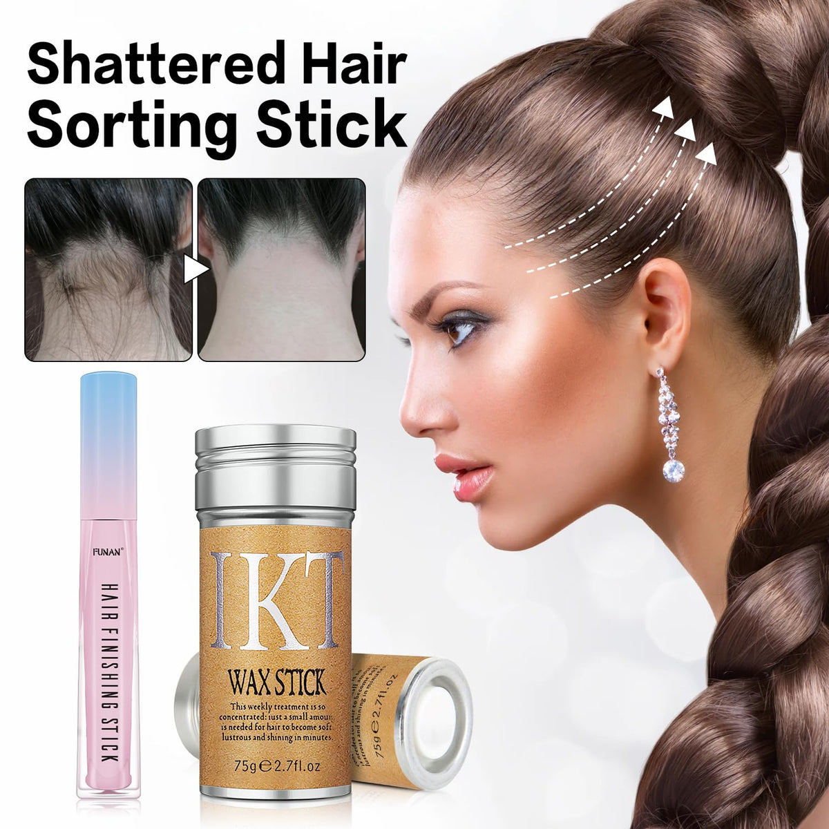 2 Pcs Hair Wax Stick,Hair Finishing Stick for Edge Control,Wax Stick for Flyaway,Edge Frizz Baby Hairs Control,Slick Back Hair,Not-Greasy