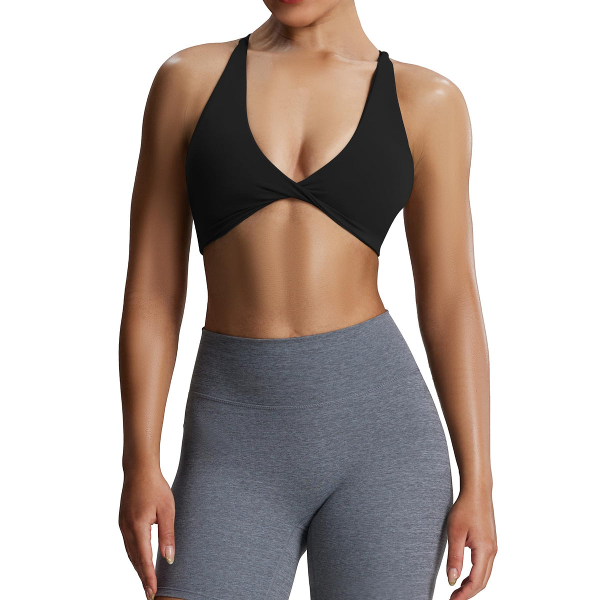 Aoxjox Women's Workout Sports Bras Fitness Sienna Low Impact Bra Yoga Crop Tank (Black, X-Small)