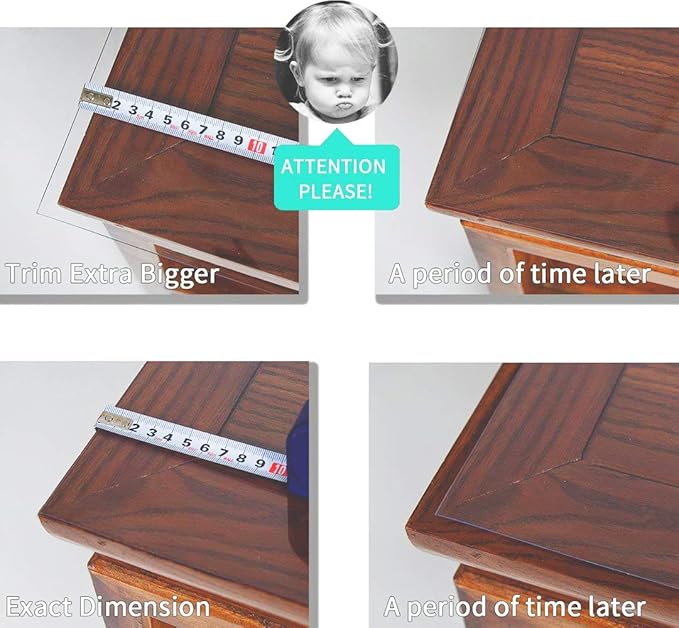 NECAUX Custom 52 x 60 Inch Clear Table Cover Protector, 1.5mm Thick Plastic Waterproof Heavy Duty Desk Pad Mat Non-Slip Tablecloth Protector for Coffee and Dining Tables