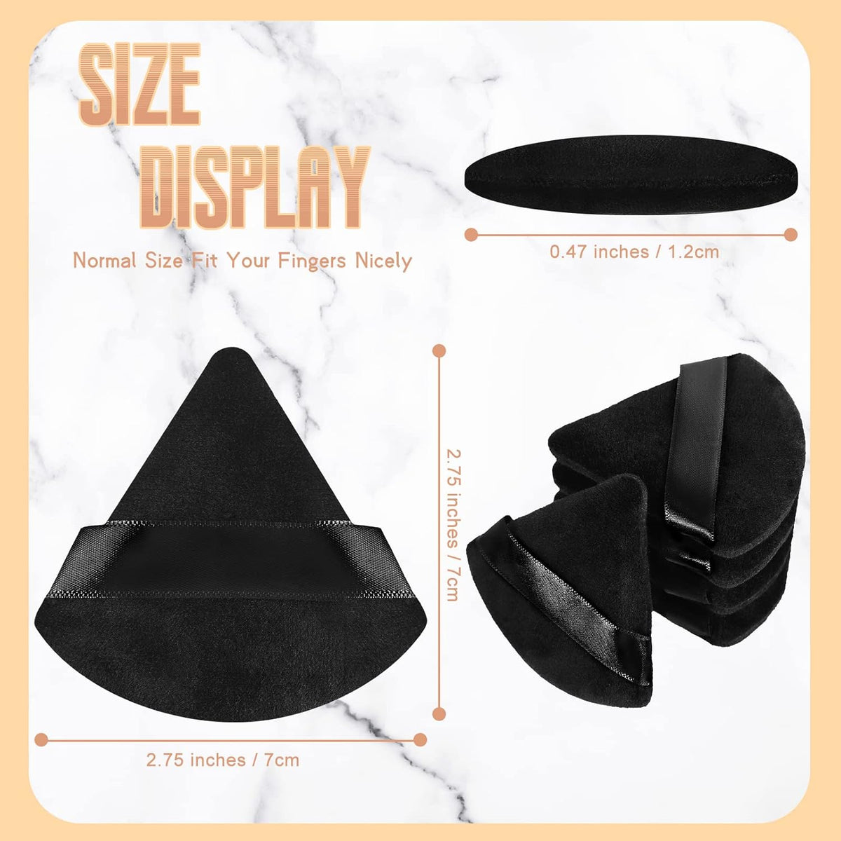 Suclain 48 Pcs Velour Triangle Powder Puff Soft Velour Makeup Puff for Face Powder Makeup Triangle Sponges for Wet and Dry Cosmetic Foundation Loose Mineral Body Makeup Tool(Black)