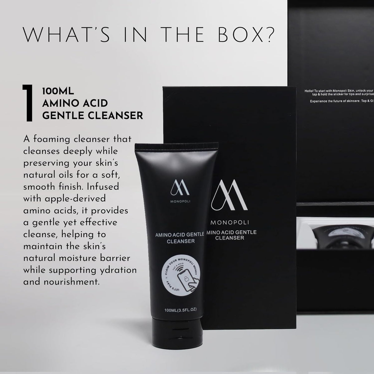Monopoli Skin Amino Acid Gentle Cleanser | Soft, Refreshed, and Conditioned Skin | Apple-Derived Amino Acids | Gentle Cleansing for Sensitive Skin Types | Single 100g