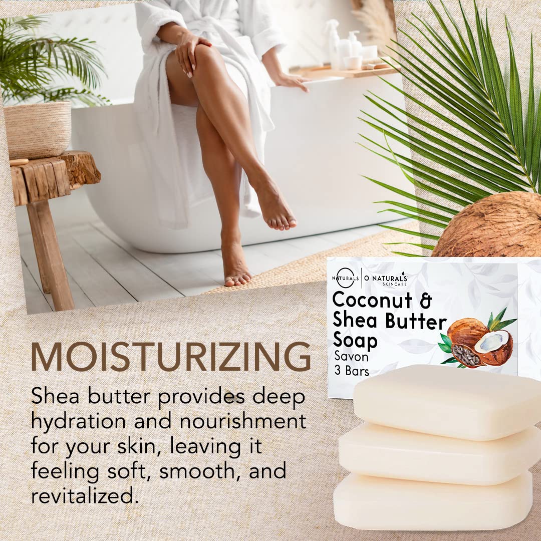 O NATURALS 3-Pack Organic Soap Bar 4oz each Set - 100% Vegan Cold Process Body Wash Scented Premium Essential Handmade Soap - Natural Soaps for Men Women, Face, Body - Coconut and Shea Butter