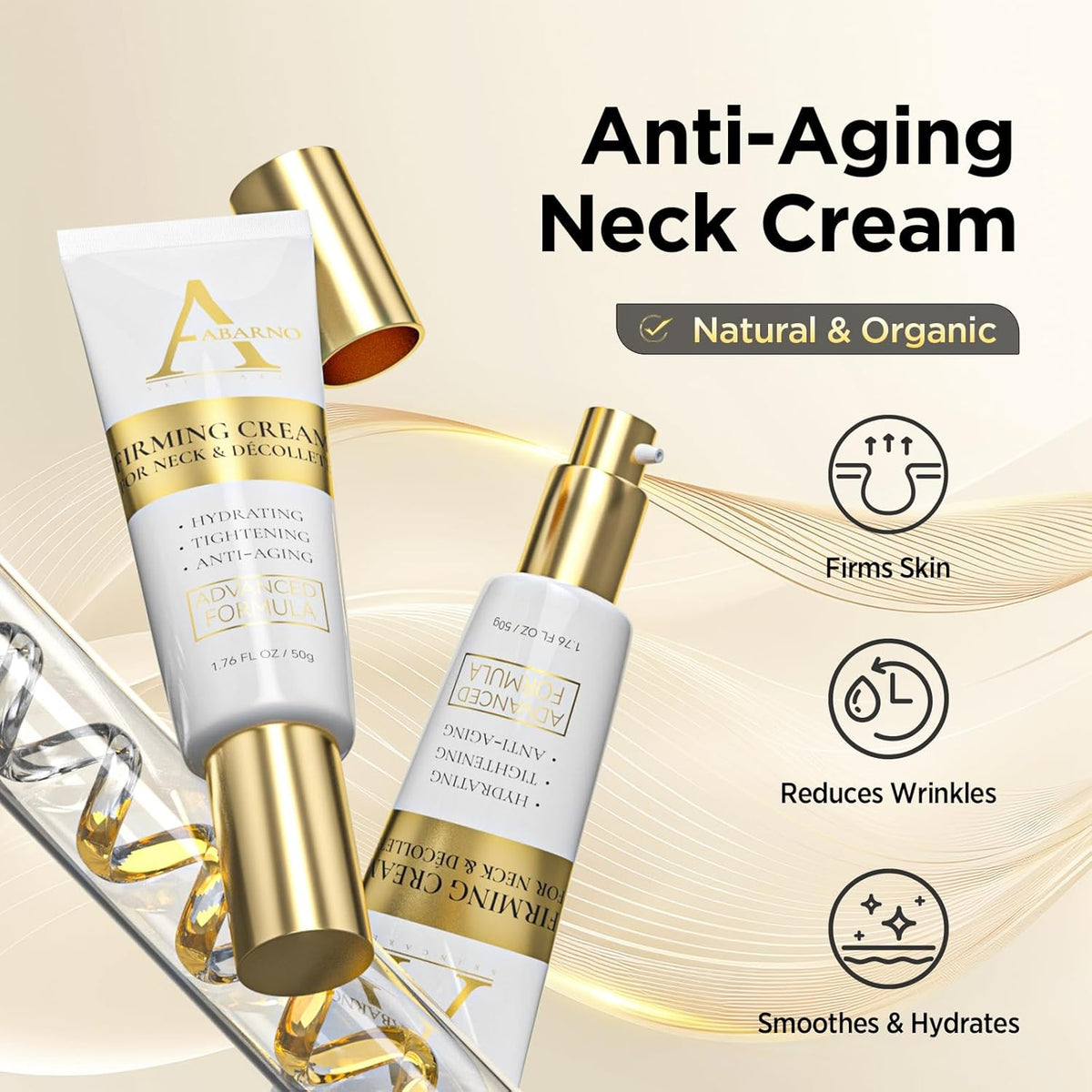 Neck Cream - Retinol & Collagen Neck Firming Cream for Wrinkles, Moisturizing and Anti-Aging, Perfect for Neck & Décolleté Skin Care - 1.7 fl.oz