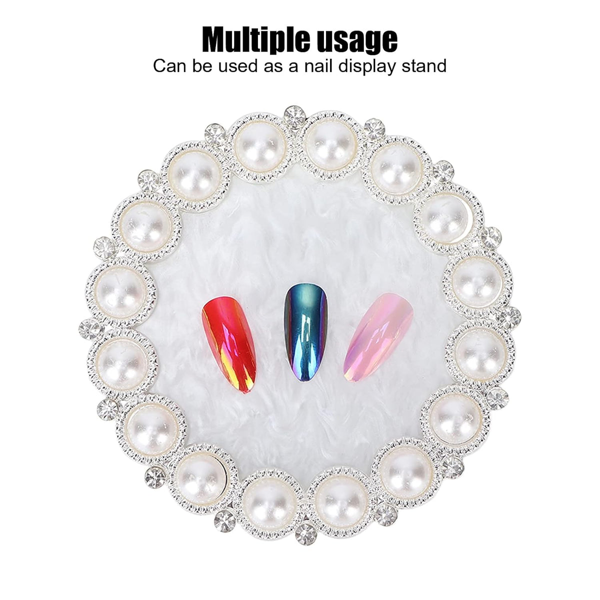 Polish Mix Palette, Resin Nail Art Display Board Cosmetic Nail Mixing Palette Color Mixing Nail Art Tips Display Plate(Silver)