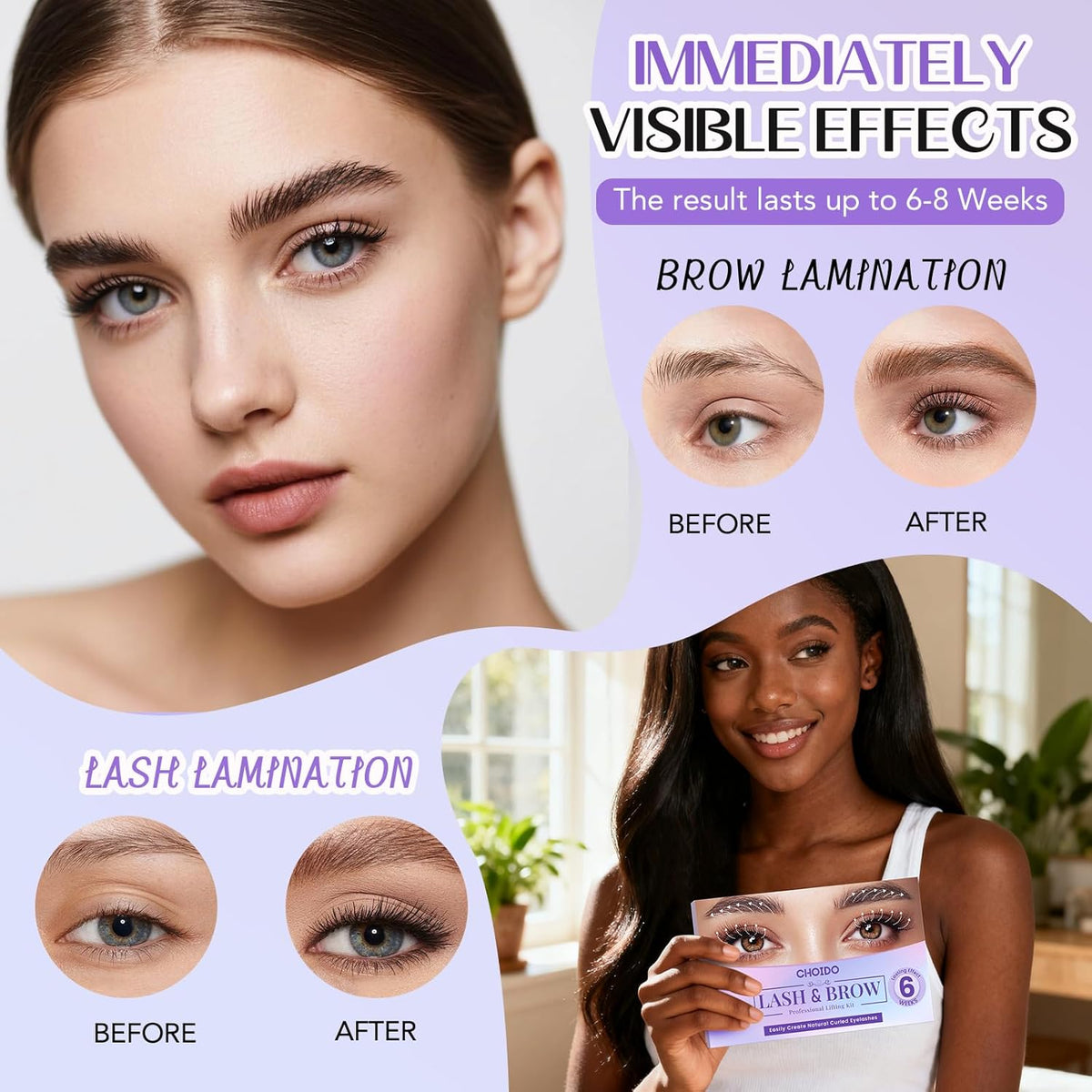 Lash Lift Kit - Eyelash Perm Kit - Eyebrow Lamination Kit, 2 in 1 Professional Eyelash Curling Lash Extension & Eyebrow Lift Kit, Eyelash Lift Kit Easy to Use for Salon & DIY Home Use, Lasts 6-8 Weeks