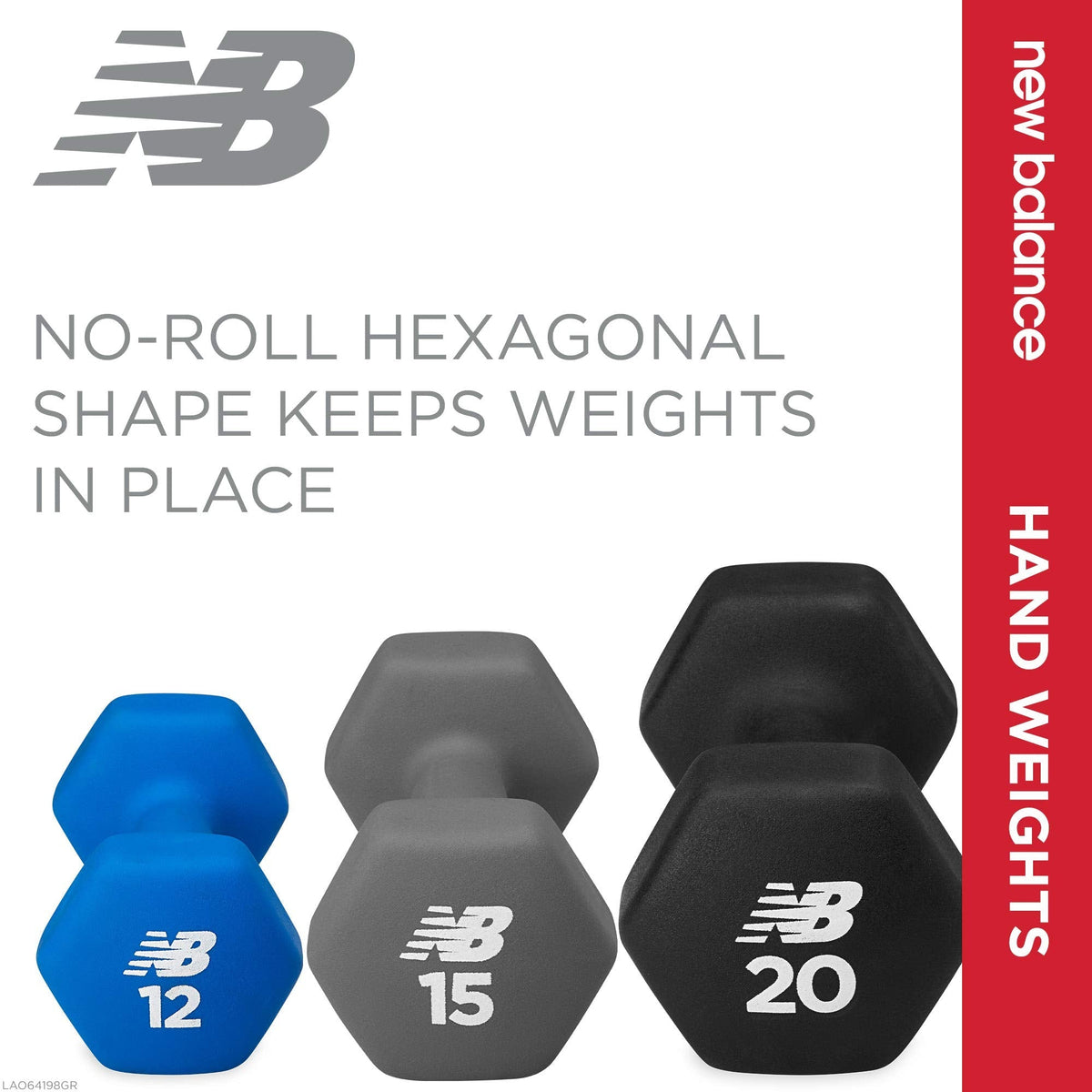 New Balance Dumbbells Hand Weights (Single) - Neoprene Exercise & Fitness Dumbbell for Home Gym Equipment Workouts Strength Training Free Weights for Women, Men (12 Pound), 12lb