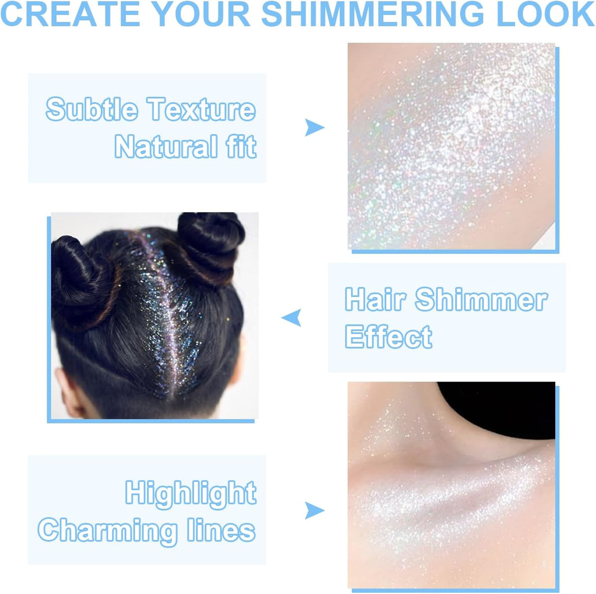 Hair and Body Glitter Spray, 1PC Glint-Rainbow Hair Glitter Extra Fine Face Shimmer Powder for Clothes, Festival Loose Sparkle Powder for Rave Clothes Nail Art Easter Halloween Crafts (Glint-Rainbow)