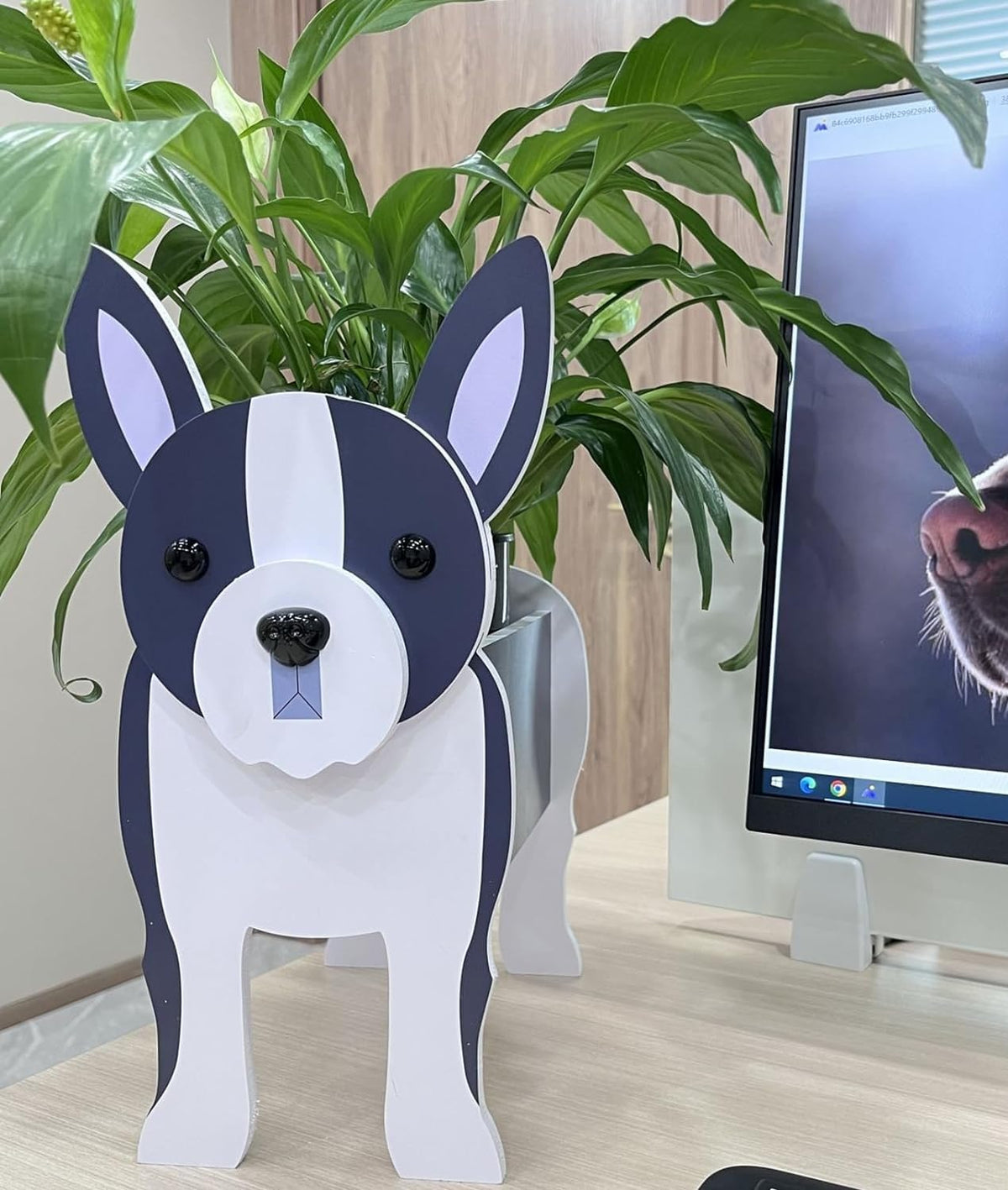 Bamboo's Grocery LoKii Boston Terrier Dog Planter, Cute Dog Plant Pot, Animal Shape Plant Containers, for Outdoor Indoor and Garden Decoration Plants