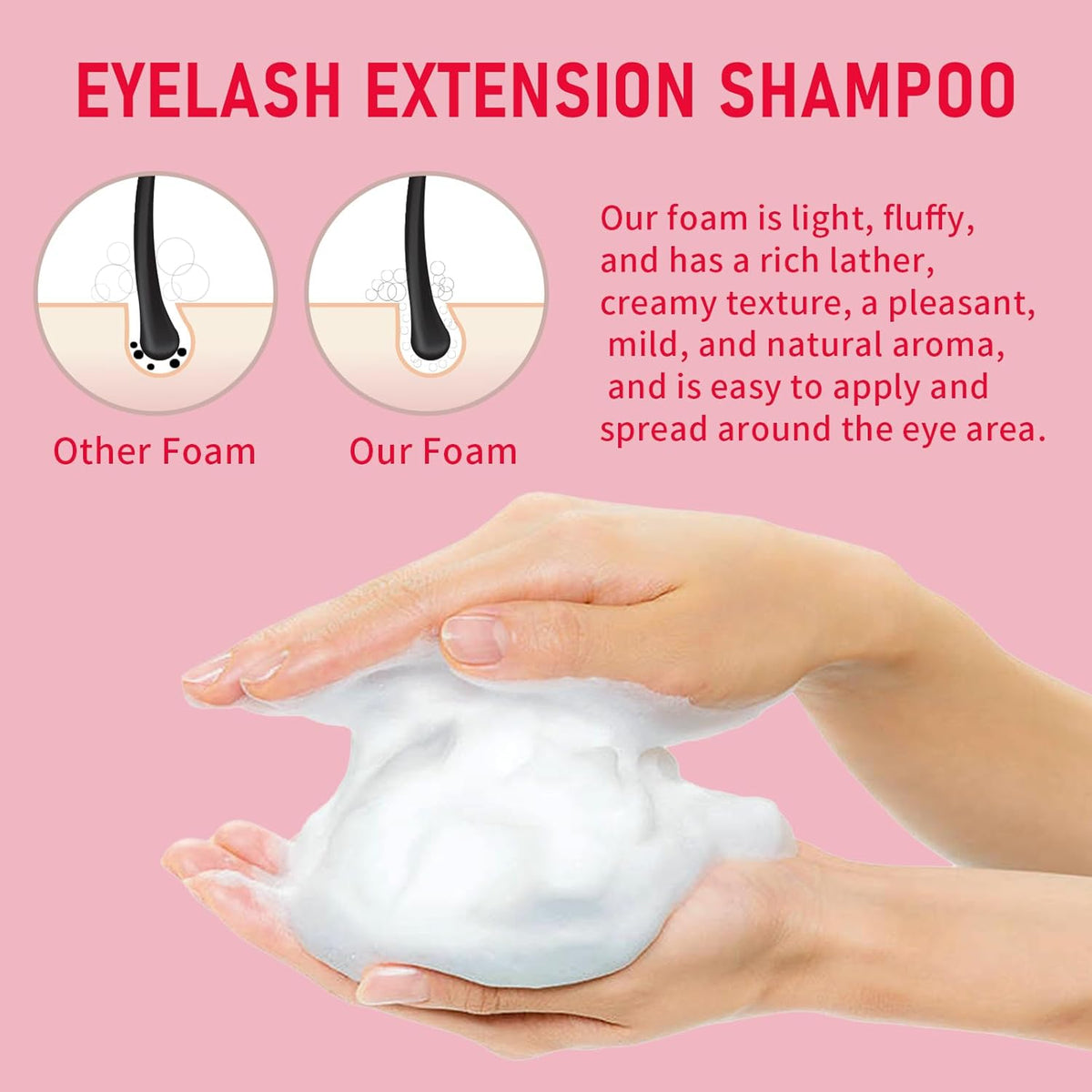Lash Shampoo Bulk, Eyelash Cleanser for Extensions 2 Liters, Safe Makeup Remover, Non-irritating or Burning Eyelid Foaming Cleanser for Professional Salon and Home Use (Rose-2L)