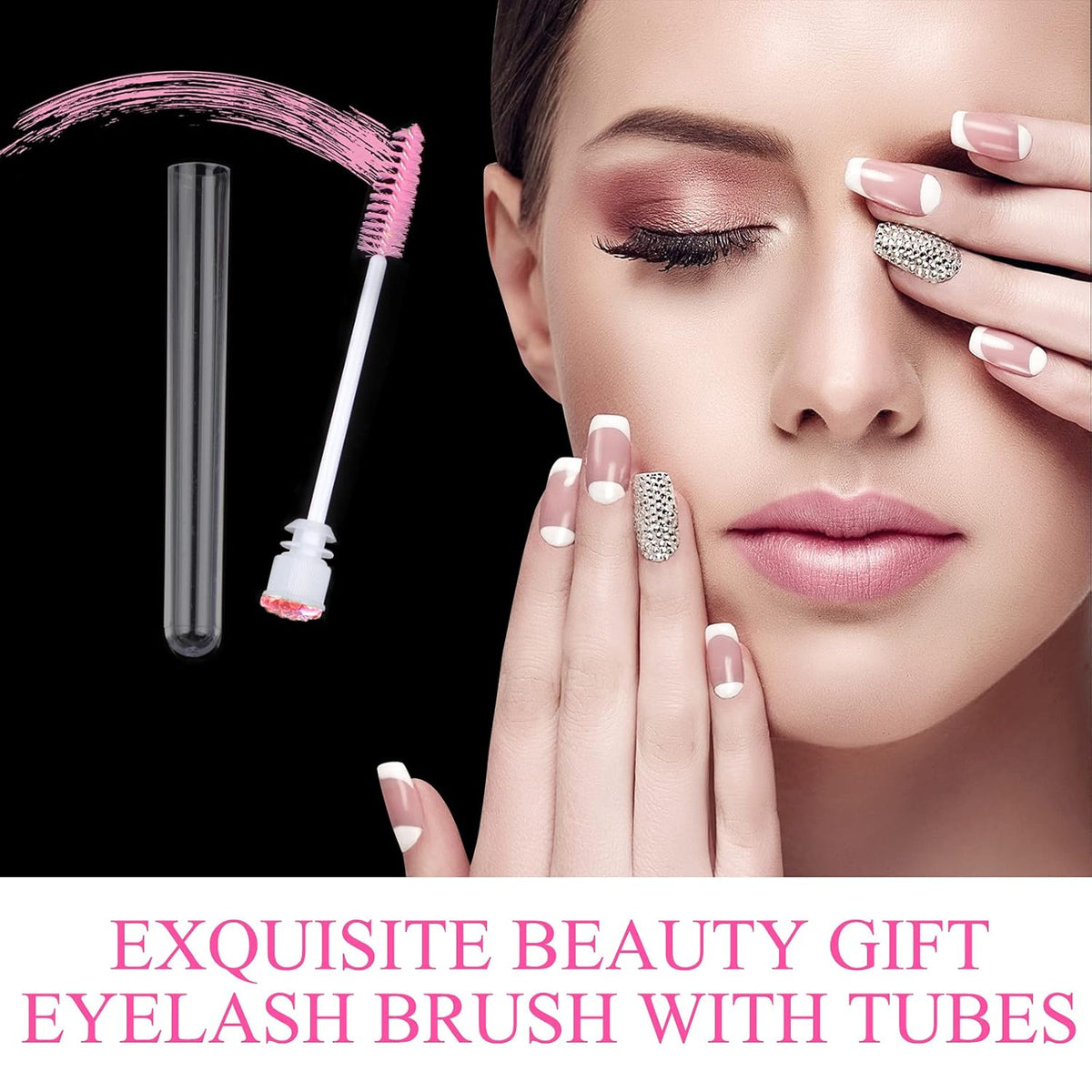 20 Pieces Disposable Mascara Brushes Eyelash Brush Lash Wand Diamond Mascara Wands with Tube Makeup Tool Lash Spoolies Sanitary Brushes Lash Extension Supplies (tube scale l pink 20)