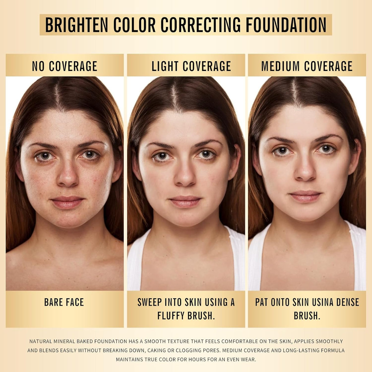 KIMUSE Baked Foundation - Brighten Color Correcting Powder Foundation for Mature Skin, Buildable Coverage, Radiant Natural Finish