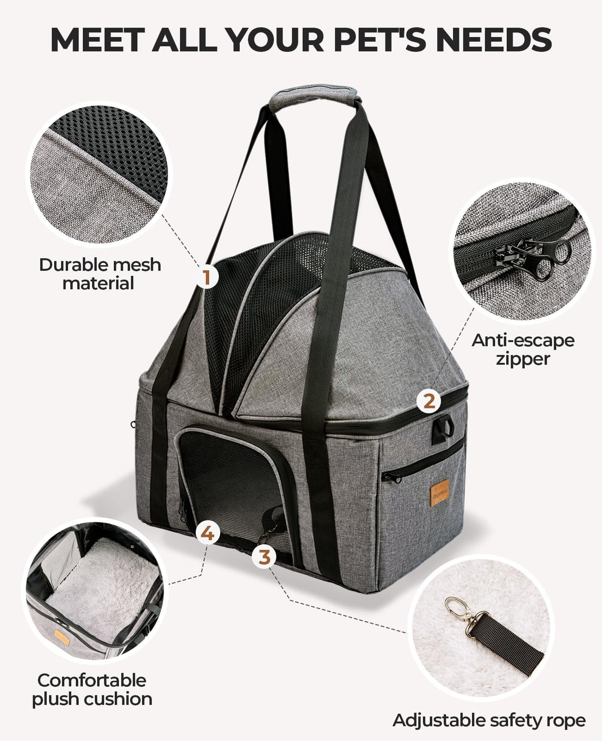 BurgeonNest Top-Expandable Large Cat Carrier, Soft Sided Cat Bag Carrier for Medium Large Pet 15 lbs, Upgrade Small Dog Car Seat, Collapsible Puppy Travel Bag with Semi-Open Mode Canopy
