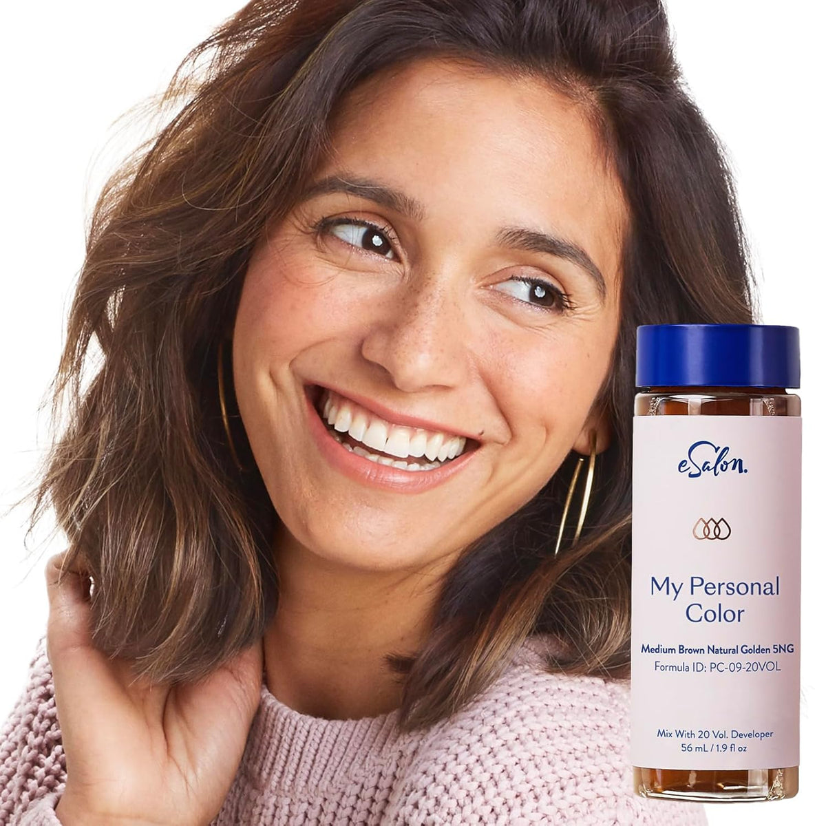 eSalon Permanent Hair Color & Hair Dye Complete Kit - Medium Brown Natural Golden - Personal Colorist Kit for Up To 100% Gray Coverage for All Hair Types - Professional-Grade Ammonia-Free Hair Dye