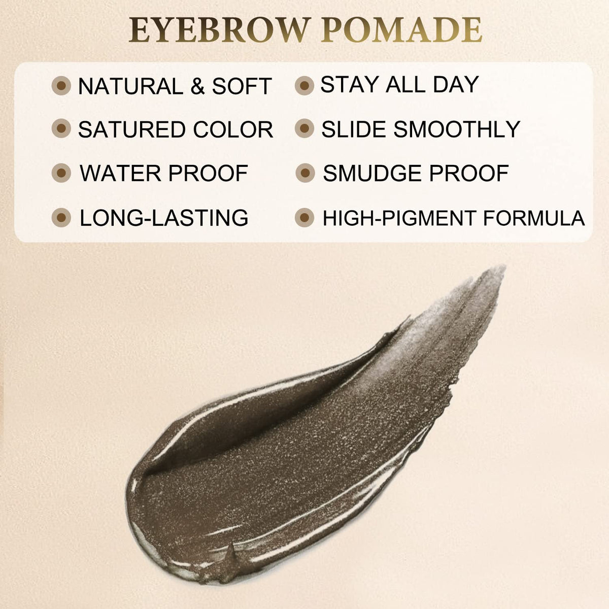 LAVONE Eyebrow Stamp Pencil Kit for Eyebrows, Makeup Brow Stamp Trio Kit with Waterproof Eyebrow Pencil, Eyeliner, Eyebrow Pomade, and Dual-ended Eyebrow Brush - Ebony