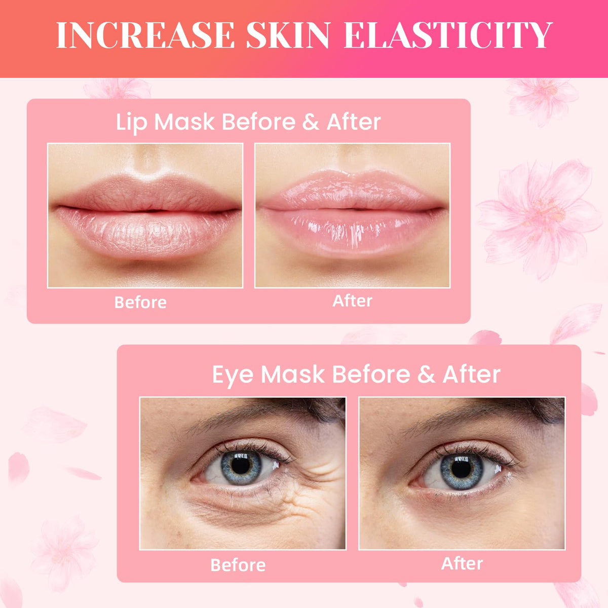 40 Pairs Lip Masks & Eye Masks, 24K Gold Crystal Gel Collagen Eye Pads, Under Eye Patches for Puffy Eyes, Dark Circles, Bachelorette Party Favors, Bridesmaid Gifts, Wrinkles and Fine Lines