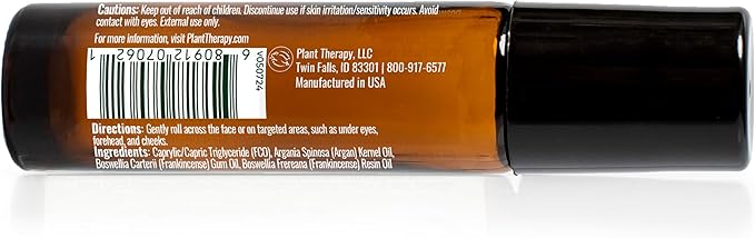 Plant Therapy Frankincense & Argan Facial Serum Roll-On 10 mL (1/3 oz) with Frankincense Essential Oil & Argan Oil to Smoothes Wrinkles & Improves Skin Elasticity, Face, Skin, & Nails