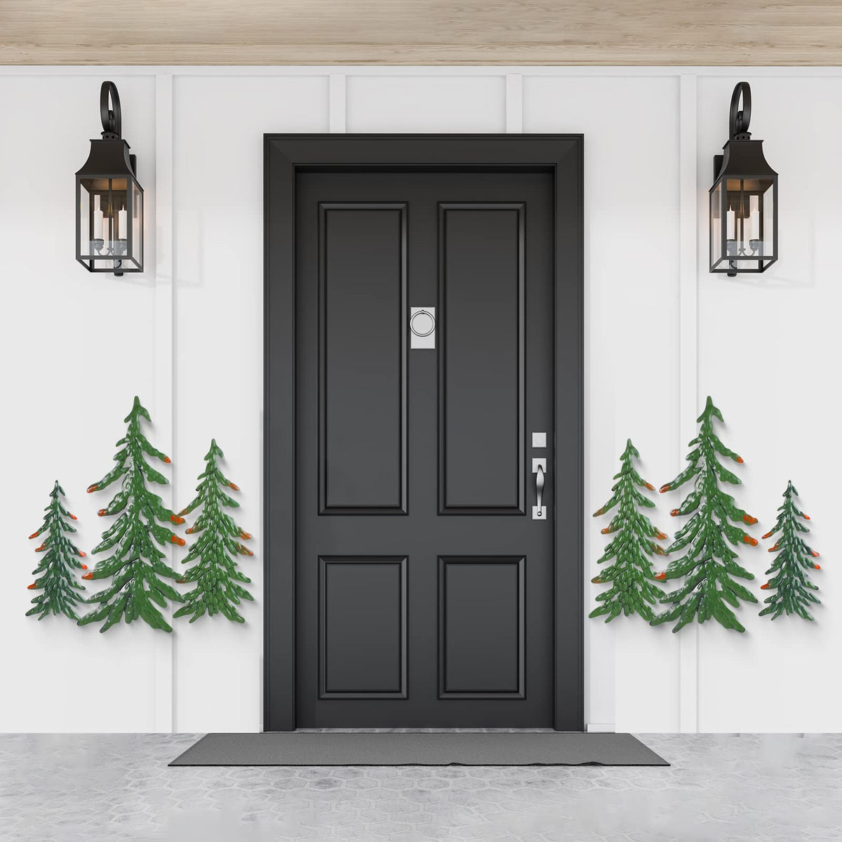 8 Pieces Pine Tree Metal Wall Decor Set Pine Tree Landscape Wall Art Pine Tree Decor Pine Sculpture Rustic Pine Tree Metal Wall Art Decor for Christmas Outdoor Home Farmhouse Cabin Decor (Green)