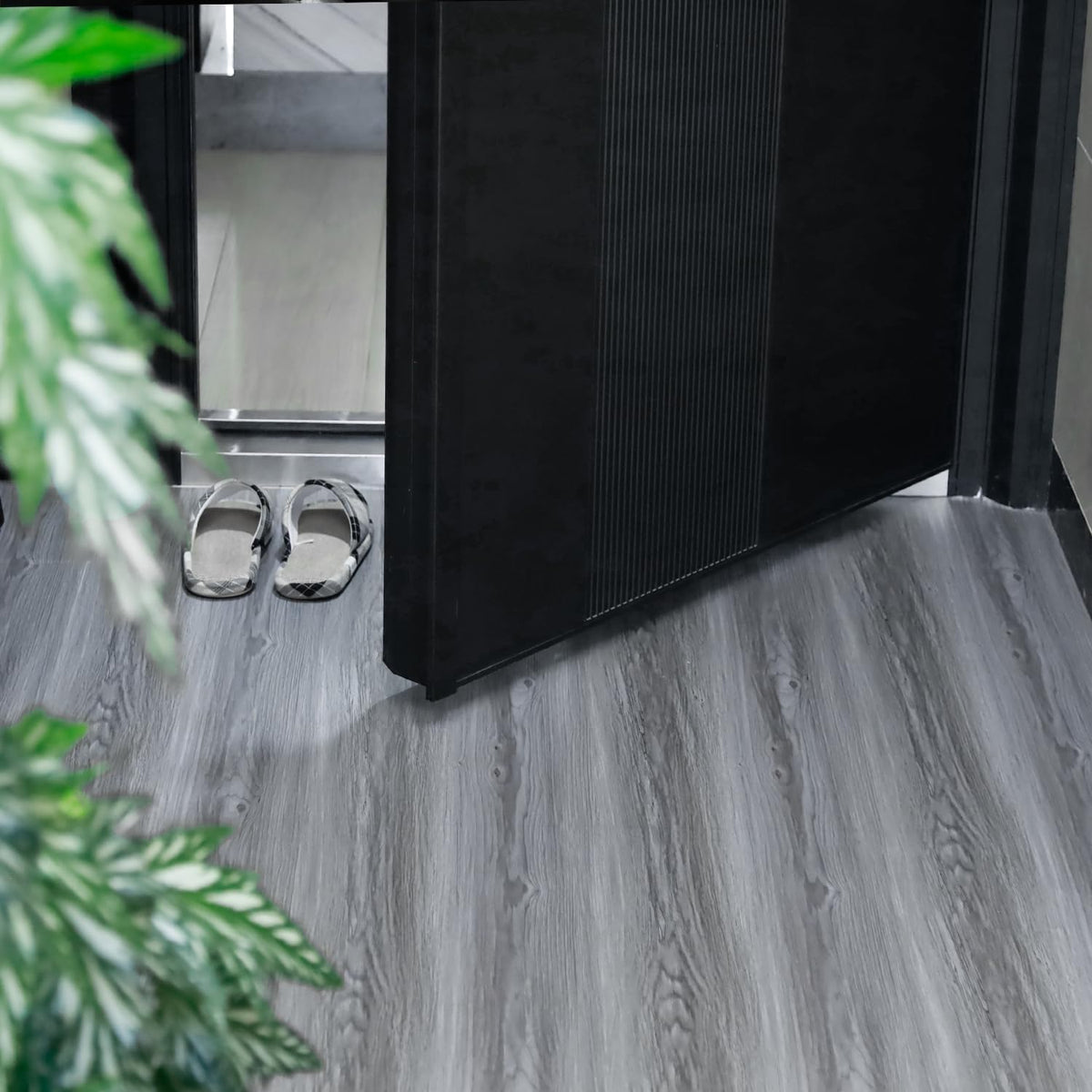 auxua Wood Grain Peel and Stick Floor Tiles – 11.8” Width, Full Roll Length of 118" – Versatile Design for Any Space, Grey Self Adhesive Vinyl Flooring, Waterproof and Non-Slip Features