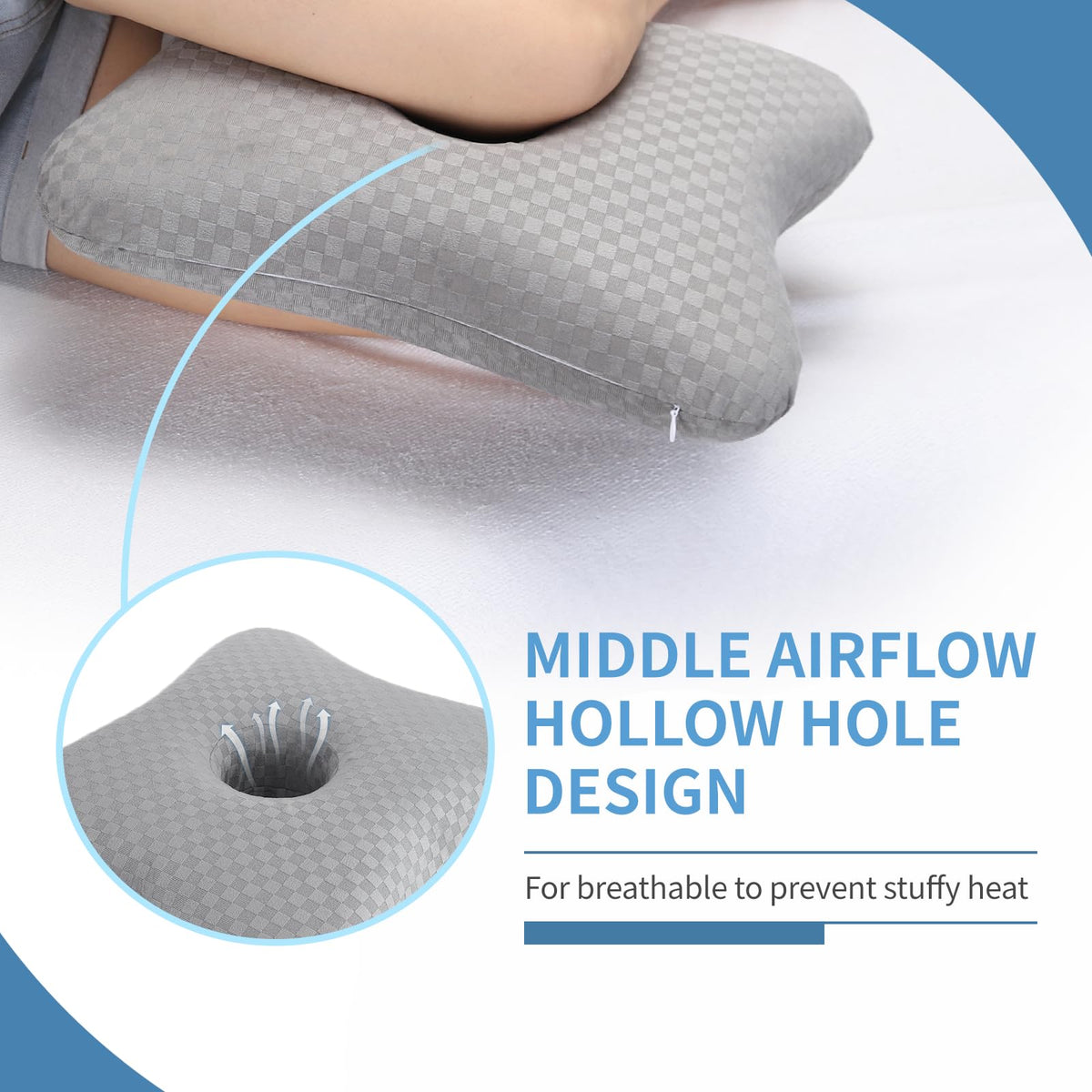 Leg & Knee Pillow for Side Sleepers - Upgraded Memory Foam Pillow Between Legs for Side Sleeping, Leg Pillow for Back, Hip, Sciatica Pain Relief, Side Sleeper Wedge Pillow (Light gray-no straps)