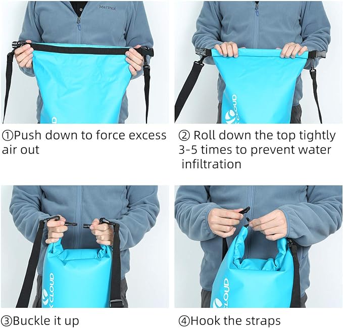 ROCK CLOUD Dry Bag Waterproof 20L Dry Sack for Kayaking Rafting Boating Beach Surfing Swimming Canoe Camping Hiking Fishing Ski, Black