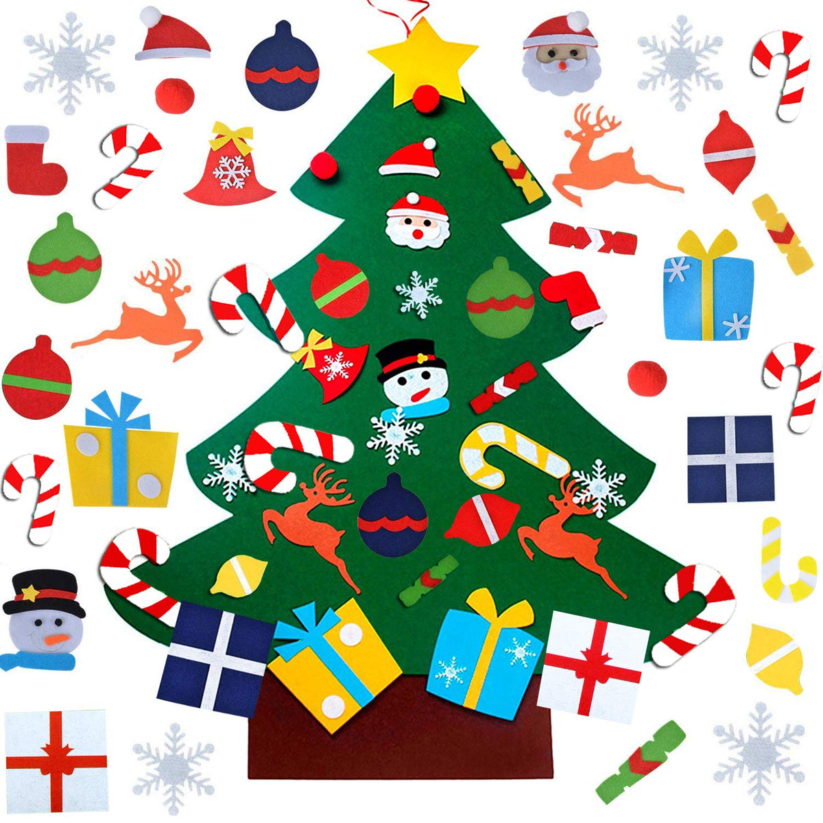 UMEELR Felt Christmas Tree for Toddlers Kids, 3.3FT DIY Wall Christmas Felt Tree with 31 Pcs Detachable Ornaments Wall Decor with Hanging Rope for Boys Girls Xmas Gifts Home Door Decoration