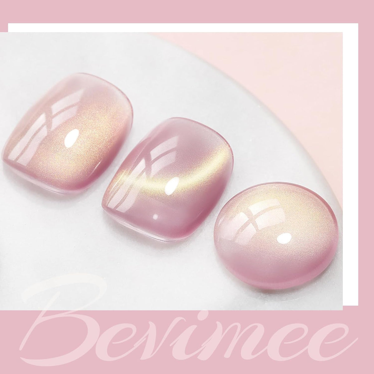Cat Eye Gel Nail Polish Sheer Pink Glass Jelly Magnetic Nail Polish Gel Shimmer Glitter Gloss Shine Holographic Translucent Color For Nail Art Manicure DIY At Home 12ml