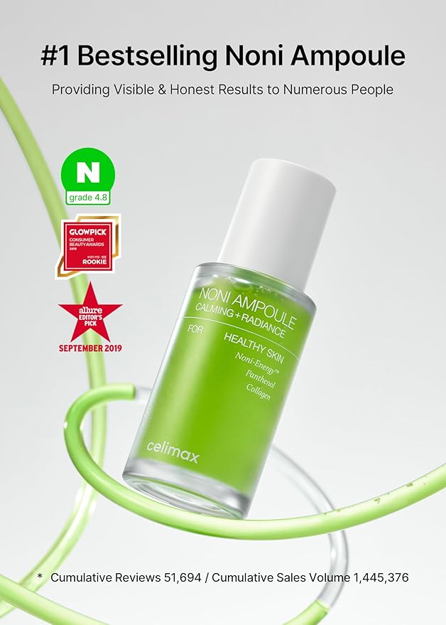 celimax Noni Energy Ampoule 50ml | with Noni Extract, Hydrating, Moisturizing & Soothing Serum for Wrinkles & Fine Lines, Mild Ampoule For Face