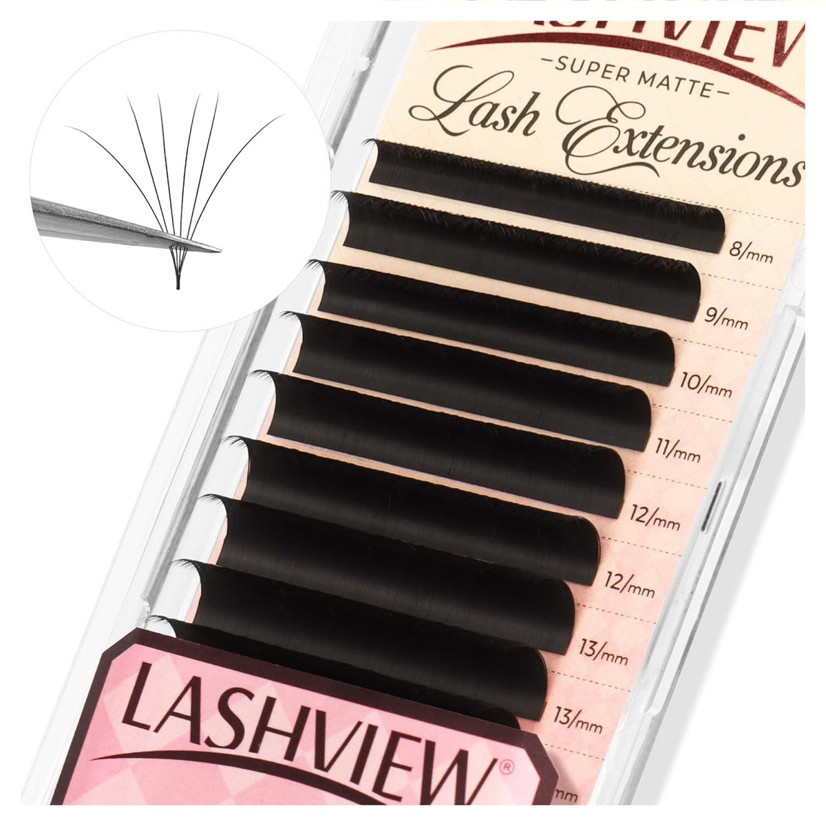LASHVIEW Volume Lash Extensions 0.03-0.20 J/B/L/C/CC/D Curl 8-16mm Mixed & Single Length Tray, Soft Matte Dark Professional Eyelashes Extension(0.03 D 10mm)