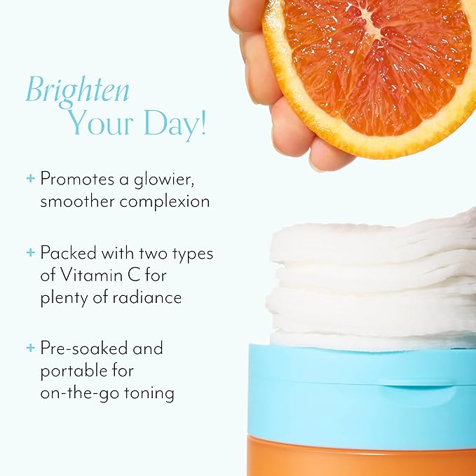 Bright Idea Vitamin C + Peptide Toner Pads | 12% Hydration + Brightening Complex for Radiant, Smooth Skin | Helps Reduce Look of Dark Spots & Support Firmness - 70 pads