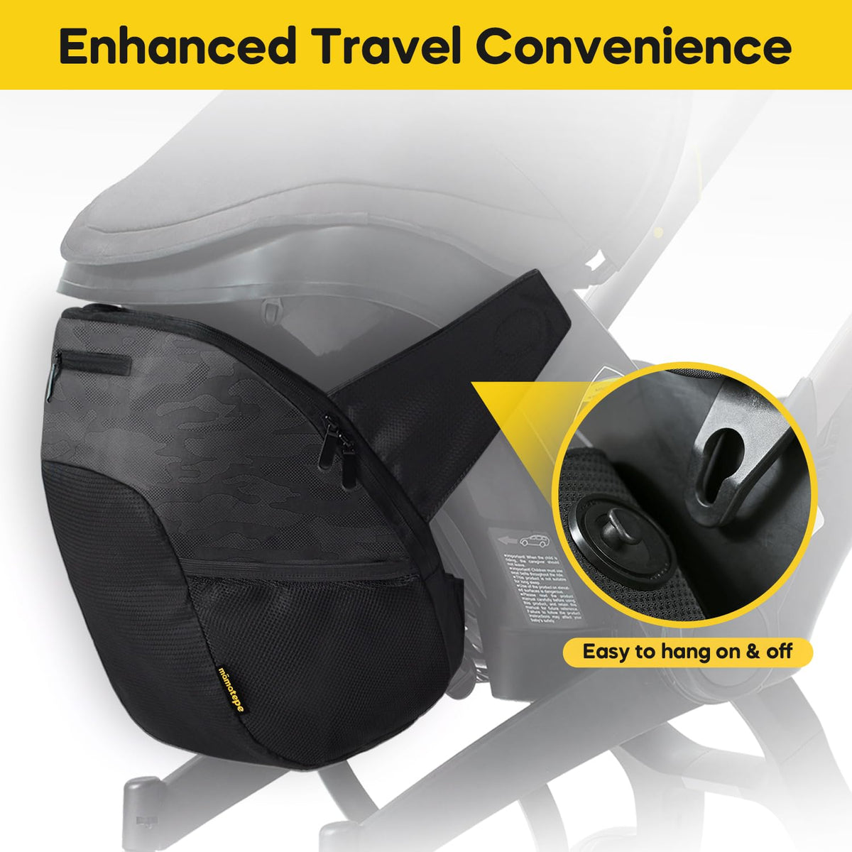 mamatepe Storage Bag Compatible with Doona Infant Car Seat, Organizer Bag,Wearable Backpack for Baby Travel,Stroller Bag for Doona Car Seat & Stroller (Black)
