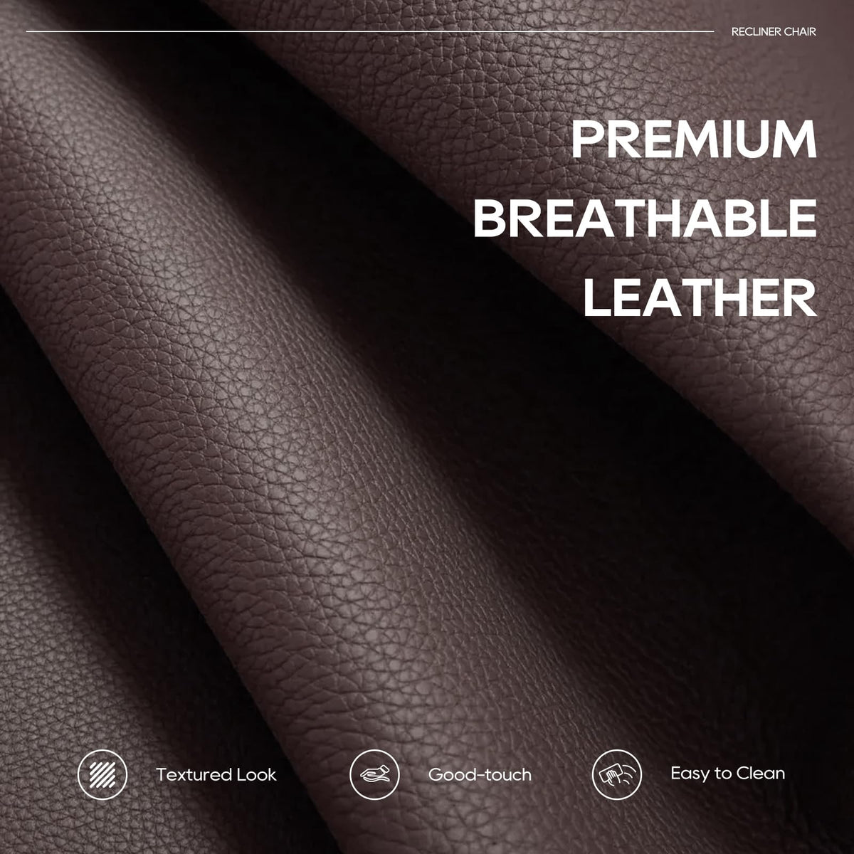 COLAMY Oversized Leather Recliner Chair, 360°Swivel Rocking Manual Recliner with Thick Cushioned Padding Backrest and Wide Seat - Darkbrown