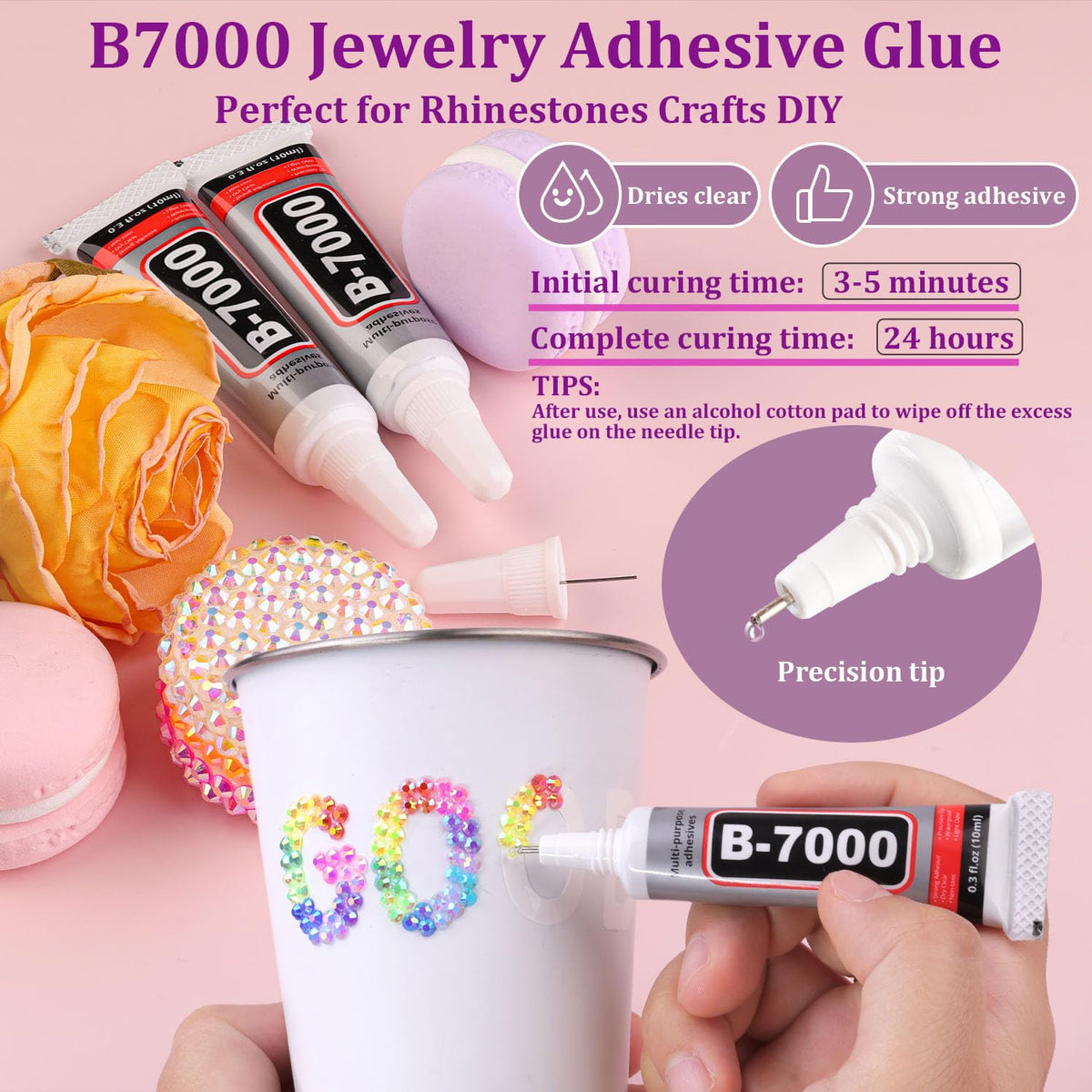 16000Pcs Resin Rhinestones with Tweezers for Crafting, Mixed-Color 4mm Bedazzling Crystal with 1Pcs 10ml B7000 Jewelry Glue for DIY Crafts Clothing Tumblers Shoes Fabric Nail Art