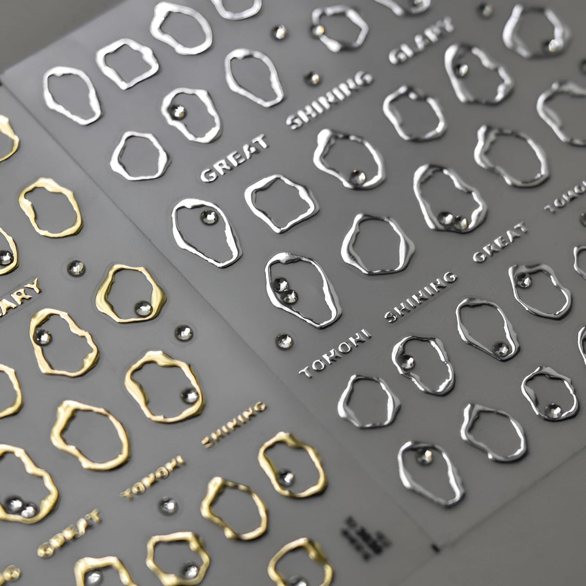 Silver Gold Nail Art Stickers Decals 5D Embossed Self Adhesive Nail Decals for Nail Art Silver Gold Irregularity Nail Stickers for Women Gold Nail Art Design for DIY Manicure Decoration