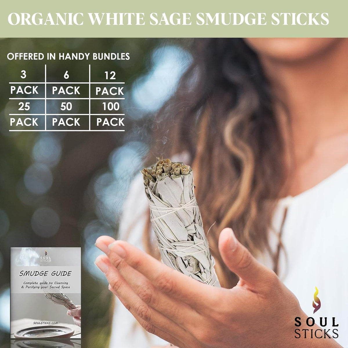 SOUL STICKS 4 Inch 3 Pack Organic White Sage Smudge Smudging Sticks | Bulk Quantities for Home Cleansing, Good Energy Meditation & Smudging Rituals | Sustainably Sourced California White Sage Bundle